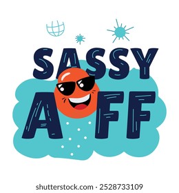 Sassy emoji sticker in flat style