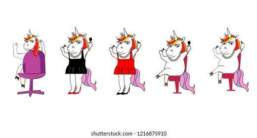 Sassy female unicorn, isolated on white