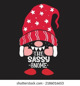 The Sassy Gnome Christmas Svg T-Shirt Design