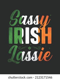 Sassy irish lassie patrick day vector illustration.  St Patrick day Background. Shamrock Background