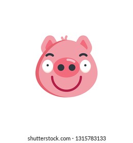 Sassy piggy face emoji flat icon, vector sign, colorful pictogram isolated on white. Piggy smug face emoticon symbol, logo illustration. Flat style design