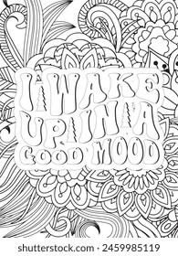 Sassy Quotes Quotes Flower Coloring Page Beautiful black and white illustration for adult coloring book