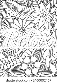 Sassy Quotes Quotes Flower Coloring Page Beautiful black and white illustration for adult coloring book