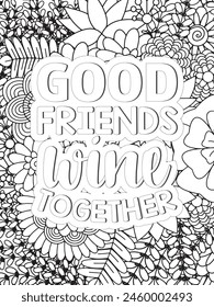 Sassy Quotes Quotes Flower Coloring Page Beautiful black and white illustration for adult coloring book