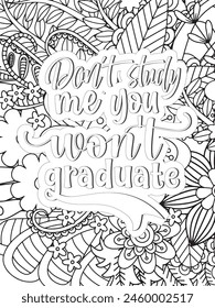 Sassy Quotes Quotes Flower Coloring Page Beautiful black and white illustration for adult coloring book