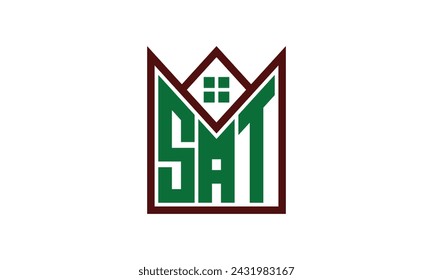 SAT initial letter real estate builders logo design vector. construction, housing, home marker, property, building, apartment, flat, compartment, business, corporate, house rent, rental, commercial