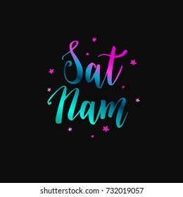 Sat Nam. Inspirational modern calligraphy. Lettering. Mantra Yoga. Vector hand drawn