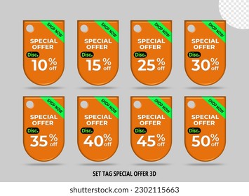 sat tag special offer discount promotion orange color variation