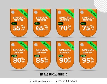 sat tag special offer discount promotion orange color variation