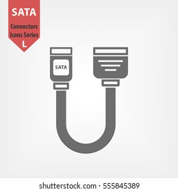 SATA connector vector line icon. Adapter in flat design for Manuals and a Graphic. Connectors icons series