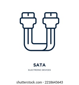 sata icon from electronic devices collection. Thin linear sata, data, computer outline icon isolated on white background. Line vector sata sign, symbol for web and mobile