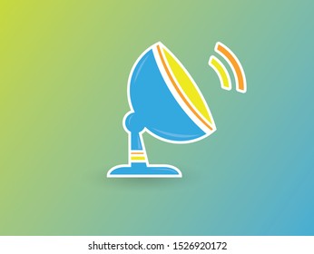 Satallite Icon. Technology Antenna Vector Icon For Web Design Isolated On Colorful Background