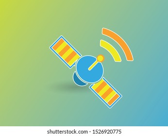 Satallite Icon. Technology Antenna Vector Icon For Web Design Isolated On Colorful Background