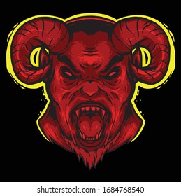 satan angry head vector logo mascot