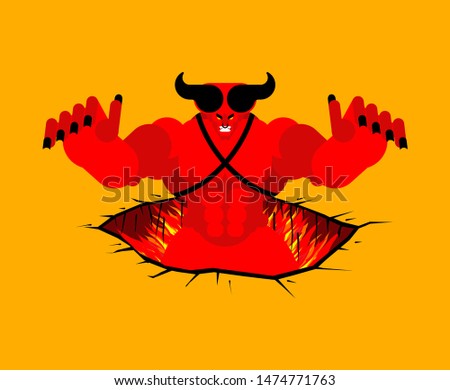 Satan comes out of underworld. devil climbs out of hell. 