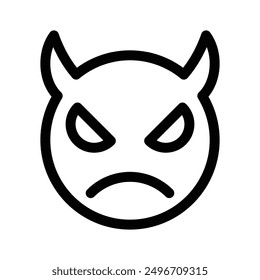 satan evil icon linear logo mark in black and white