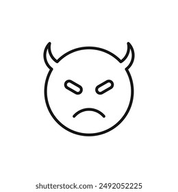 satan evil icon outline collection in black and on white background