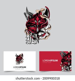 satan and fox animal mascot logo