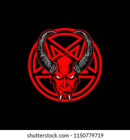 satan with horn and pentagram vector