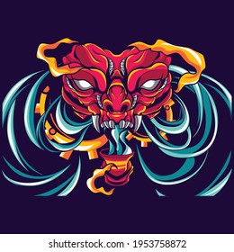 Satan Mask Japanese N Light Color Illustration