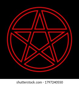 Red Pentagram Circle On Black Background Stock Vector (Royalty Free ...