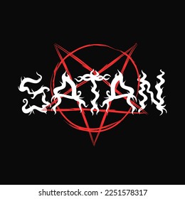 Satan quote,trendy style letters.Vector hand drawn illustration. Abstract lettering, occult,satan print for t-shirt,logo,poster art concept
