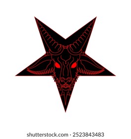 Sinal de Satanás. Cabeça de cabra em pentagrama. Símbolo do Baphomet