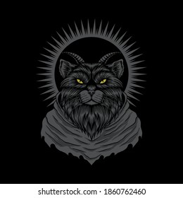 Satanic cat vector illustration for your company or brand