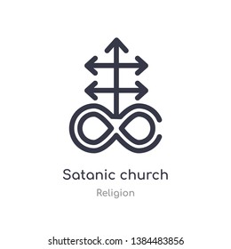 satanic church outline icon. isolated line vector illustration from religion collection. editable thin stroke satanic church icon on white background