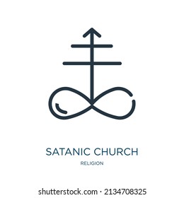 satanic church thin line icon. atheist, bible linear icons from religion concept isolated outline sign. Vector illustration symbol element for web design and apps.