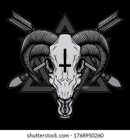 satanic deer skull, vector EPS 10