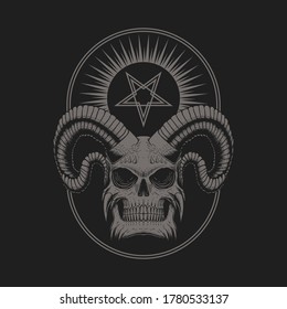 Satanic Devil Skull vector illustration for your company or brand