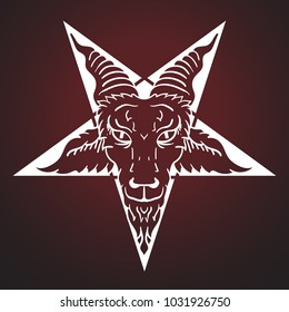 Satanic Goat Head On Pentagram Baphomet 스톡 벡터(로열티 프리) 1031926750 ...