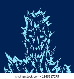 Satanic monster face with sharp thorns. Vector illustration. Genre of horror.