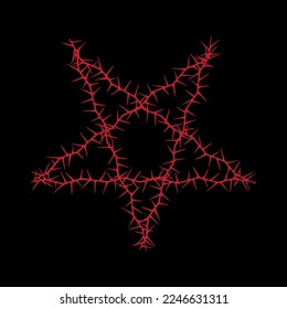 satanic occult signs and mystic symbols. Inverted pentagram,and inverted cros. thorns,  crown of thorns 