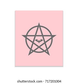 The Satanic Pentagram Vector black icon on color sticker. Material design