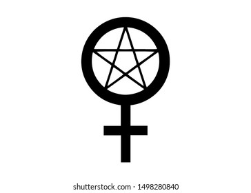 The Satanic Temple Icon. Wiccan Symbol Pentagram. Vector Illustration Isolated 