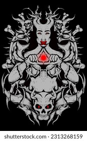 Satanic woman who has two horns