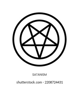 icono del satanismo. Diseño De Estilo De Arte De Línea Aislado En Fondo Blanco