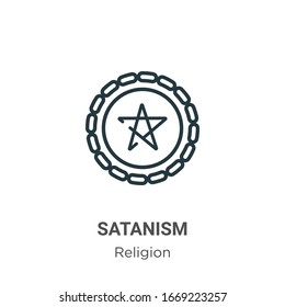 Satanism outline vector icon. Thin line black satanism icon, flat vector simple element illustration from editable religion concept isolated stroke on white background