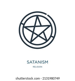 satanism thin line icon. satan, devil linear icons from religion concept isolated outline sign. Vector illustration symbol element for web design and apps.
