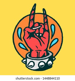 Satan's Hand Old School Tattoo Vector