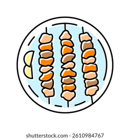satay chicken food color icon vector. satay chicken food sign. isolated symbol illustration
