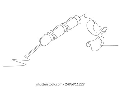 Satay and chips. Fast food concept one-line drawing