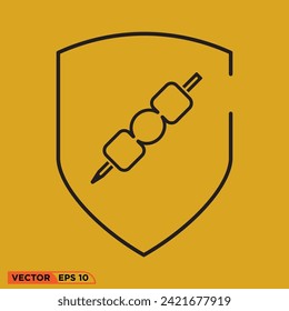 Satay food icon vector graphic of template shield