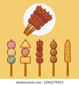 satay food illustration design collection