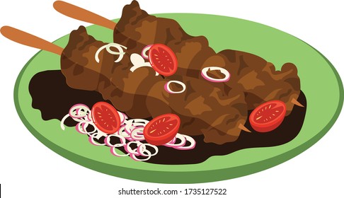 satay food indonesia western vector