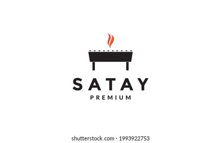 diseño de iconos vectoriales del logotipo de parrilla satay