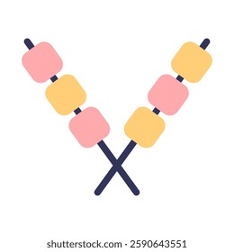 Satay icon with editable stroke. Barbecue icon with editable stroke
