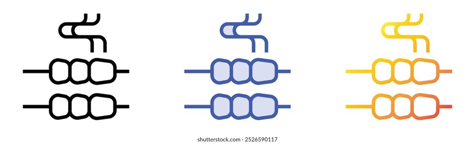 satay icon. Linear, Blue Fill and Gradient Style Design Isolated On White Background